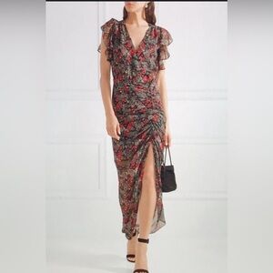 Veronica Beard Cecile Ruched Floral Silk Dress 4